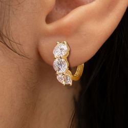 Next Necklace Golden Round Cut White Sapphire Hoop Earrings For Women