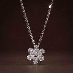 Next Necklace Flower Pear Cut White Sapphire Pendant Wedding Necklace For Women