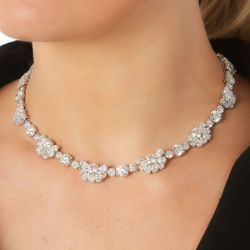Next Necklace Round & Pear Cut White Sapphire Wedding Necklace For Women