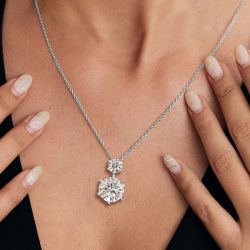 Next Necklace Round Cut White Sapphire Pendant Wedding Necklace For Women