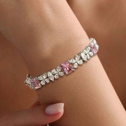 26.11 Ct Next Necklace Radiant Cut Pink Sapphire Bracelet For Women