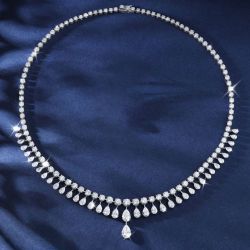 Pear Cut White Sapphire Luxury Jewelry Wedding Necklaces For Women