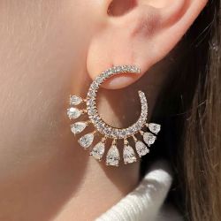 Next Necklace Rose Gold Pear Cut White Sapphire Hoop Earrings For Women 