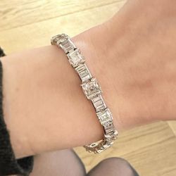 Next Necklace Classic Asscher & Baguette Cut White Sapphire Tennis Bracelet For Women