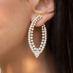 Next Necklace Golden Round Cut White Sapphire Hoop Earrings For Women
