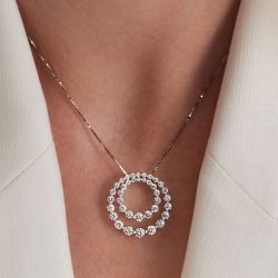 3.58 Ct Next Necklace Round Cut White Sapphire Circle Pendant Wedding Necklace For Women
