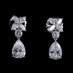 Pear Cut White Sapphire Drop Earrings For Women Wedding Jewelry  
