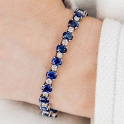 Next Necklace Oval Cut Blue Sapphire Tennis Bracelet For Women