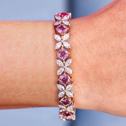 Next Necklace Two Tone Cushion Cut Pink Sapphire Bracelet For Women