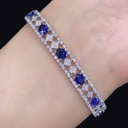 Next Necklace Oval Cut Blue Sapphire Tennis Bracelet For Women