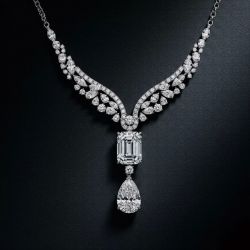 Next Necklace Pear Cut White Sapphire Pendant Wedding Necklace For Women 