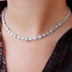 Next Necklace  Multi Cut White Sapphire Tennis Wedding Necklace For Women