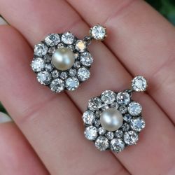 Next Necklace Two Tone Flower Round Pearl Drop Earrings For Women
