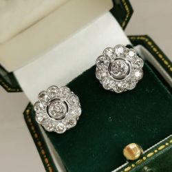 3 Ct Next Necklace Round Cut White Sapphire Cluster Earrings Stud Earrings For Women