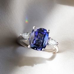 Cushion Cut Blue Sapphire Engagement Ring For Women