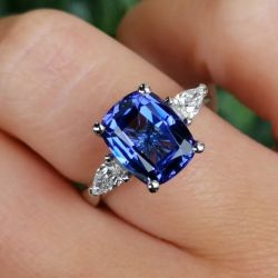 Next Necklace Cushion Cut Blue Sapphire Engagement Ring For Women