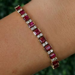 Next Necklace Golden Emerald Cut Ruby Sapphire Tennis Bracelet For Women