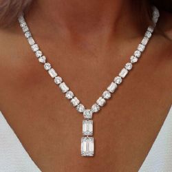 Emerald Cut White Sapphire Wedding Jewelry Wedding Necklace For Women