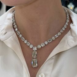 Emerald Cut White Sapphire Wedding Jewelry Wedding Necklace For Women