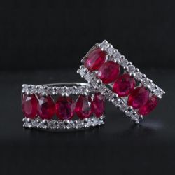 Oval Cut Ruby Sapphire Hoop Earrings Wedding Jewelry For Women 9.5 Ct 