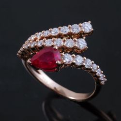 Next Necklace Rose Gold Pear Cut Ruby Sapphire Wedding Band For Women 