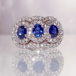 Next Necklace Halo Oval Cut Blue Sapphire Engagement Ring For Women