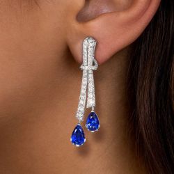 Next Necklace Pear Cut Blue Sapphire Drop Earrings For Women