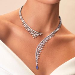 Next Necklace Open Design Marquise Cut Blue Sapphire Pendant Necklace For Women