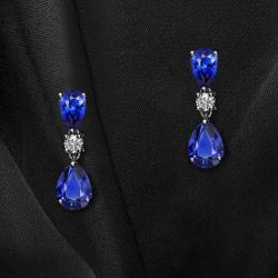 Next Necklace Pear Cut Blue Sapphire Drop Earrings For Women