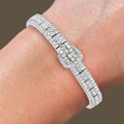 26.05 Ct Art Deco Round Cut White Sapphire Bracelet Bridal Jewelry For Women