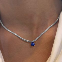 2 Ct Round Cut Blue Sapphire Bridal Jewelry Pendant Necklace Wedding Necklace For Women