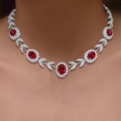 42.84 Ct Next Necklace Halo Oval Cut Amethyst Sapphire Flower Necklace For Women