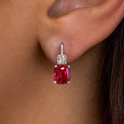 Next Necklace Cushion Cut Ruby Sapphire Drop Earrings For Women
