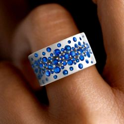 1.39 Ct Next Necklace Round Cut Blue Sapphire Wedding Band For Women Next Jewelry