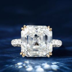 7.2 Ct Next Necklace Two Tone Asscher Cut White Sapphire Engagement Ring For Women