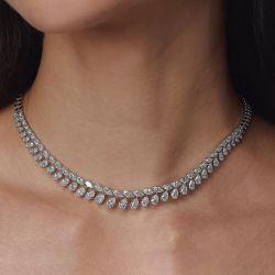 48.85 Ct Next Necklace Pear Cut White Sapphire Wedding Necklace For Women 