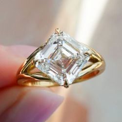 Next Necklace Golden Asscher Cut White Sapphire Solitaire Engagement Ring For Women