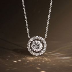 Next Necklace Halo Round Cut White Sapphire Wedding Pendant Necklace For Women  