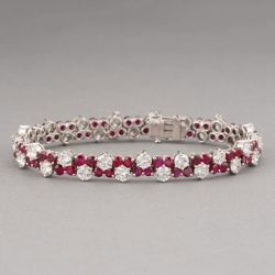 12.7 Ct Next Necklace Round Cut Ruby Sapphire Wedding Tennis Bracelet For Women