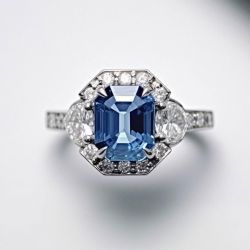 Next Necklace Emerald Cut Blue Sapphire Engagement Ring For Women