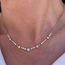 Next Necklace Golden Round Cut White Sapphire Pendant Necklace For Women