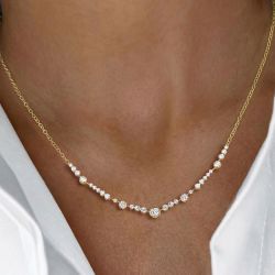 Golden Round Cut White Sapphire Pendant Necklace For Women
