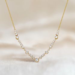 Golden Round Cut White Sapphire Pendant Necklace For Women