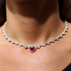 Next Necklace Heart Cut Ruby Sapphire Wedding Necklace For Women