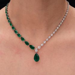 Next Necklace Pear Cut Emerald Sapphire Wedding Necklace For Women