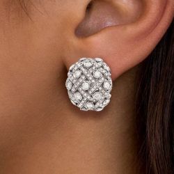 Round Cut White Sapphire Earrings Bridal Jewelry Hoop Earrings For Women