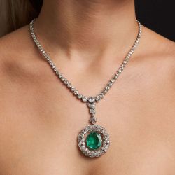 Next Necklace Oval Cut Emerald Sapphire Wedding Necklace For Women