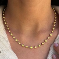 10.64 Ct Next Necklace Golden Round Cut Yellow Sapphire Wedding Necklace For Women