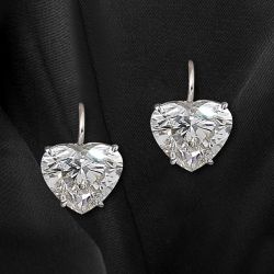 4 Ct Heart Cut White Sapphire Drop Earrings For Women Wedding Jewelry