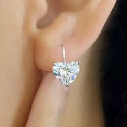 4 Ct Heart Cut White Sapphire Bridal Jewelry Drop Earrings For Women